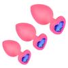 Small Pink Silicone Waterproof Butt Plug with Crystal Jewelry Safe Adult Anal Vibrator for Women Men Gay Real Touch Feeling