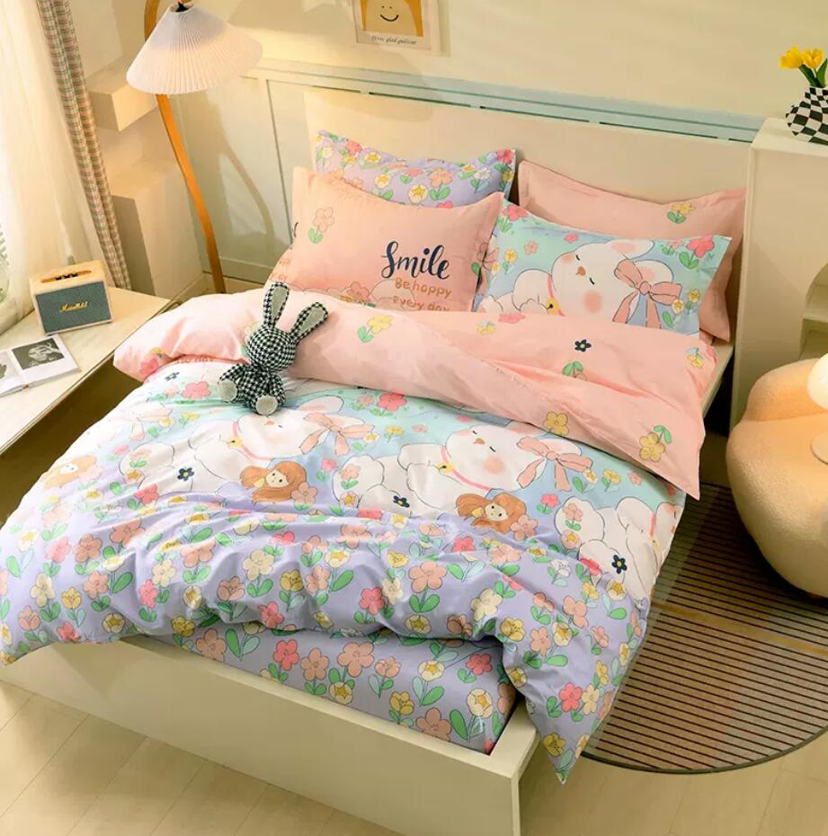 Duvet Cover Set for Double Kids Bed Quilt Cover Comforter Covers with 2pc Pillowcase Pumpkin Rabbit Bedding Set 100% Cotton