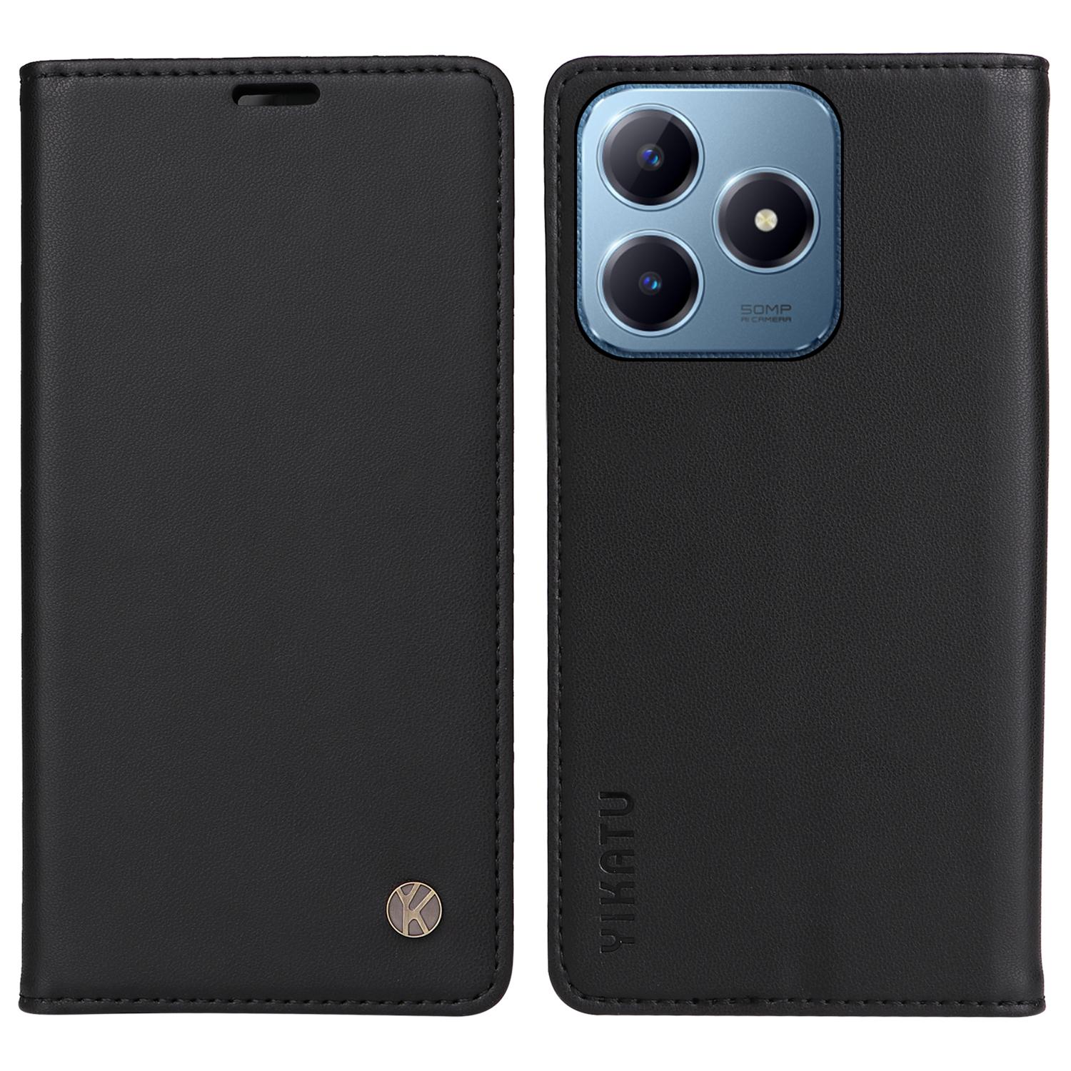 

YIKATU YK-001 Для Realme Note 60x 4G/C63 4G/C61 4G Чехол Кошелек Кожаный Флип Чехол для Мобильного Телефона Black