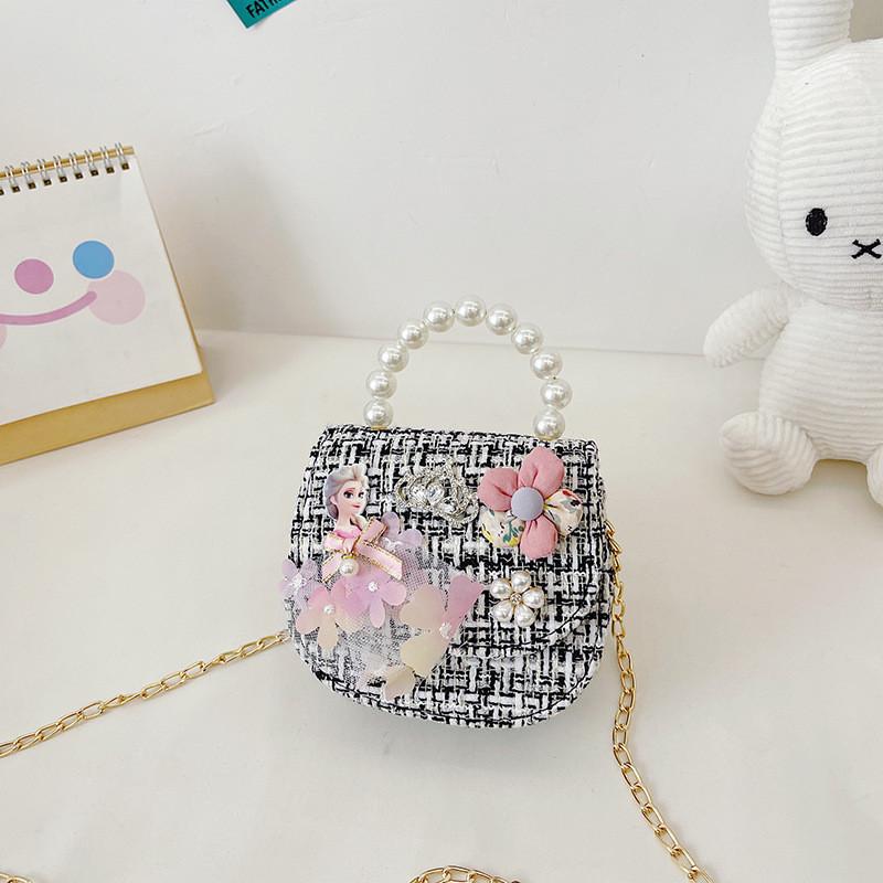 

Stylish Mini Pearl Crossbody Bag For Kids With Cute Cartoon Design And Waterproof Feature Sasa Black
