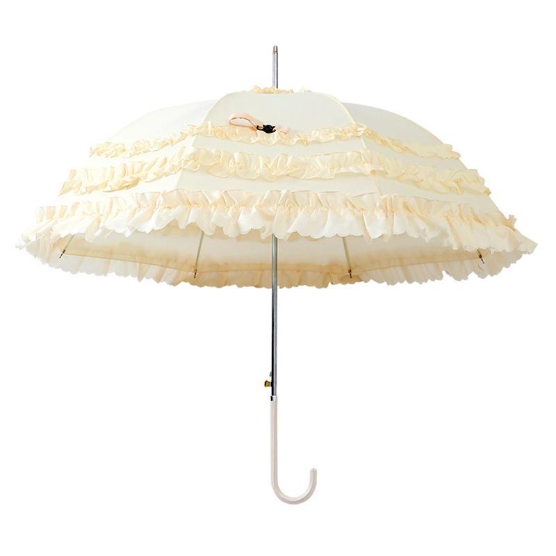 

1 шт. Солнцезащитный зонт Женский Кружевной Ветрозащитный Свадебное украшение Модный Защита от УФ-лучей Сильный Солнцезащитный козырек Уличный Солнцезащитный крем Стиль Лолита бежевый