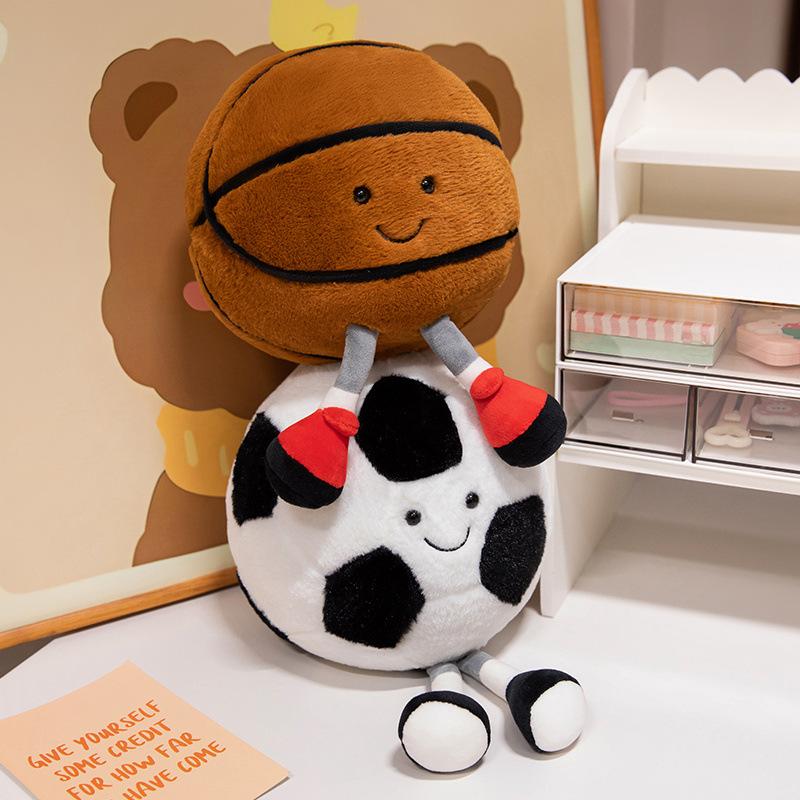 British JC Fun Sports Basketball Football Plush Toys Bear Stuffed Dolls Gifts for Boys Animal Shape PP Cotton Filled