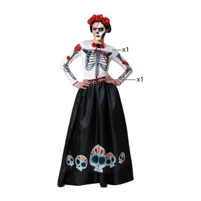 Dámský kostým Mexická kostra - ATOSA - Dlouhé šaty a pásek - Halloween