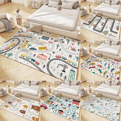 Kids Play Mat Non-Slip Flannel Carpets for Children's Room Home Living Room Bedroom Kitchen Rug Machine Washable Floor Mat