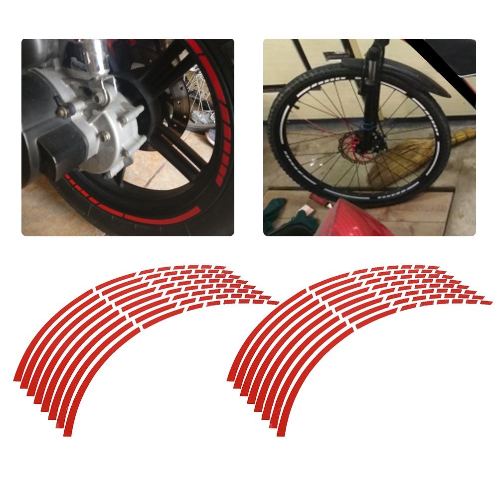 16pcs Bike Motorcycle 16 18inch Reflective Wheel Strip Stickers Decoration Accessory