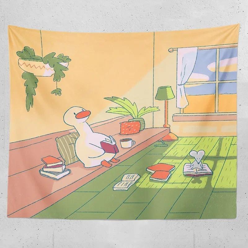 Cartoon Duck Decorative Tapestry Home Wall Living Room Office Decorative Tapestry