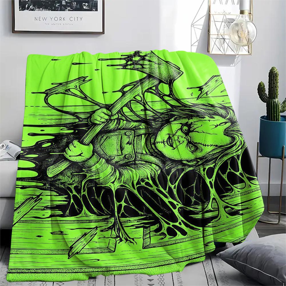 Green Mucus Reaper Print Flannel Blanket,High quality Comfortable for All Seasons,Home Decor,Warmth and Comfort,Perfect for Christmas Gifts