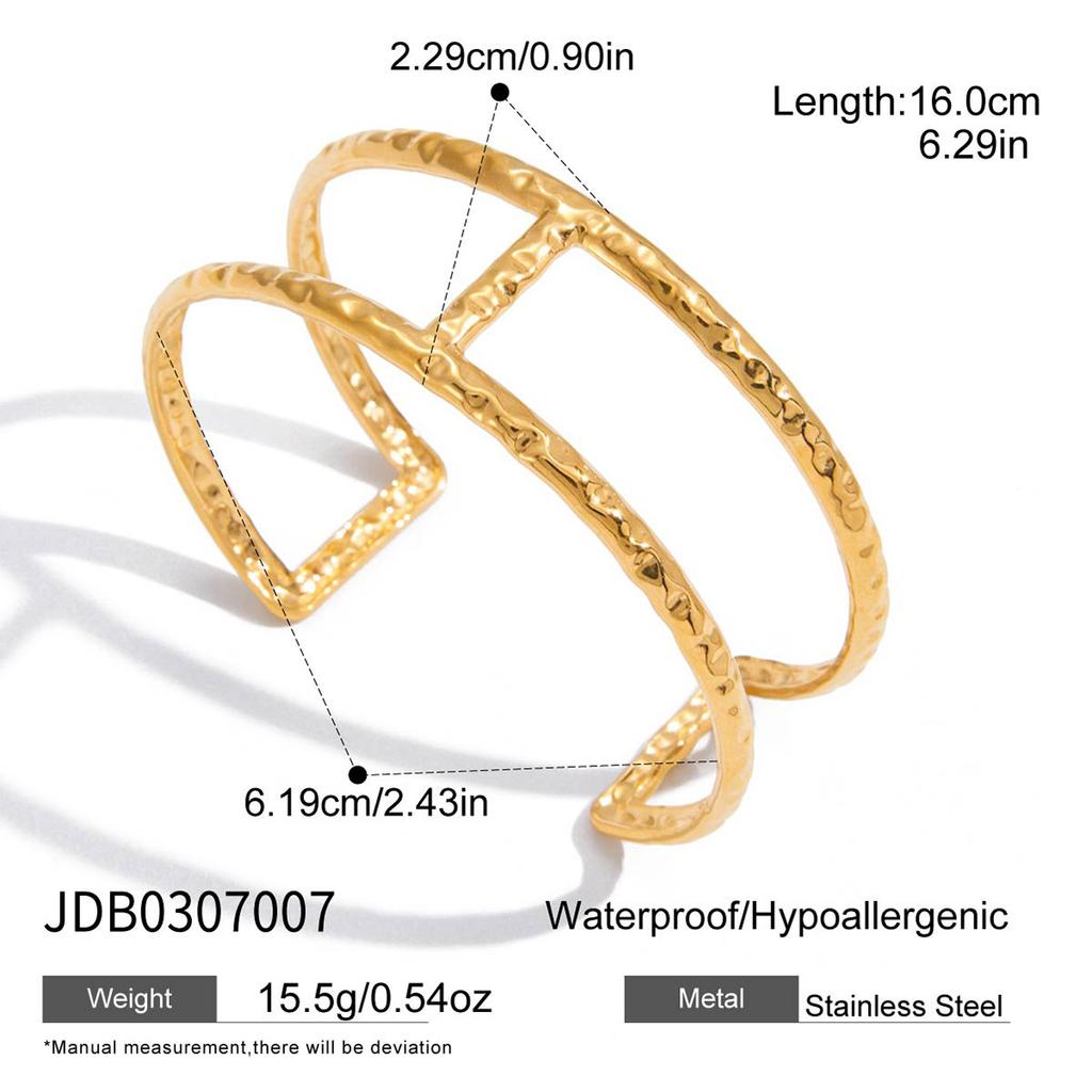 Design sense Classic style 18K gold, hammer pattern double-layer opening versatile bracelet jewelry