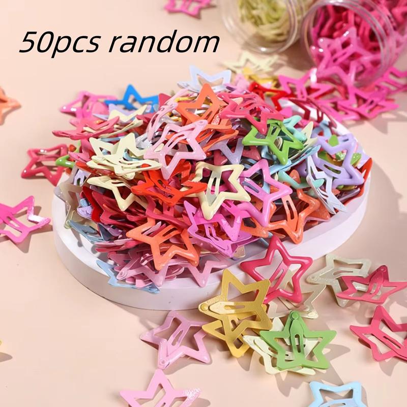 25/50 pcs colorful star BB hairpins, suitable for girls' hair clips, sweet girl metal snap headdress hair accessories.