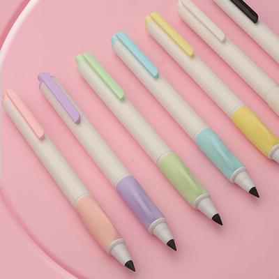 7-teiliges ewiges Bleistiftset HB 0,5 mm Push-Typ-Bleistifte, kostenloses Anspitzen, ohne Tinte, radierbarer Bleistift, Korrekturstift mit Silikongriff für die Grundschule