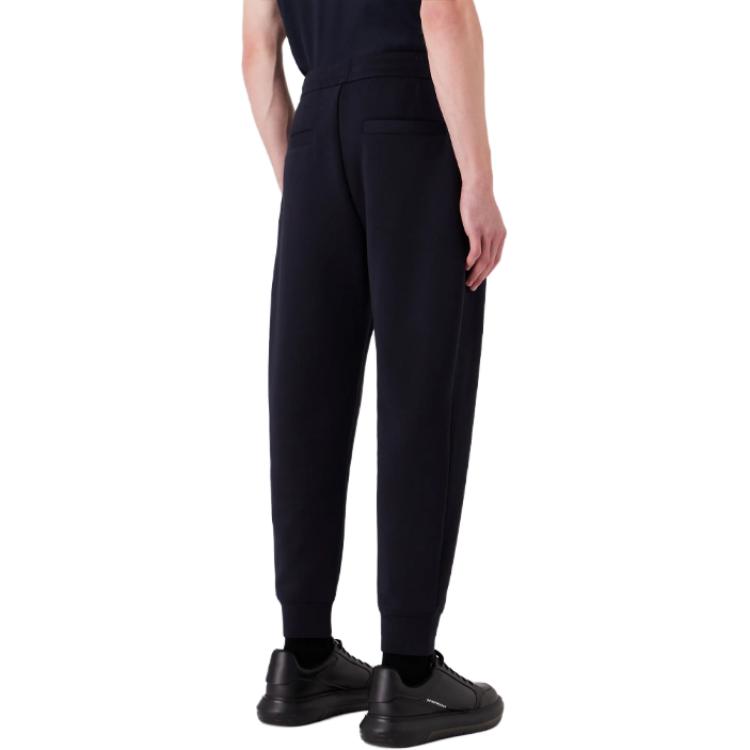 Emporio Armani FW23 Solid Color Logo Embroidered Cuffed Knit Sweatpants Men bottoms Navy-Blue 8N1PT01JHSZ0920