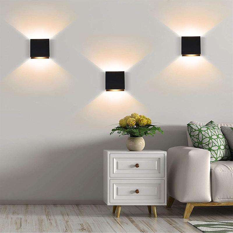 LED Sconce Hardwired Set of 2 Wall Lamp Black Up Down Mini Metal DC85-265V for Indoor Living Room Bedroom Hallway Decor Warm