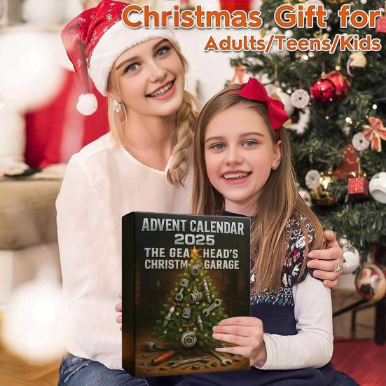Gearhead Advent Calendar 2025 24-Day Christmas Countdown Box with Acrylic Miniature Car Parts Tools Automotive Holiday Gifts for Car Enthusiasts