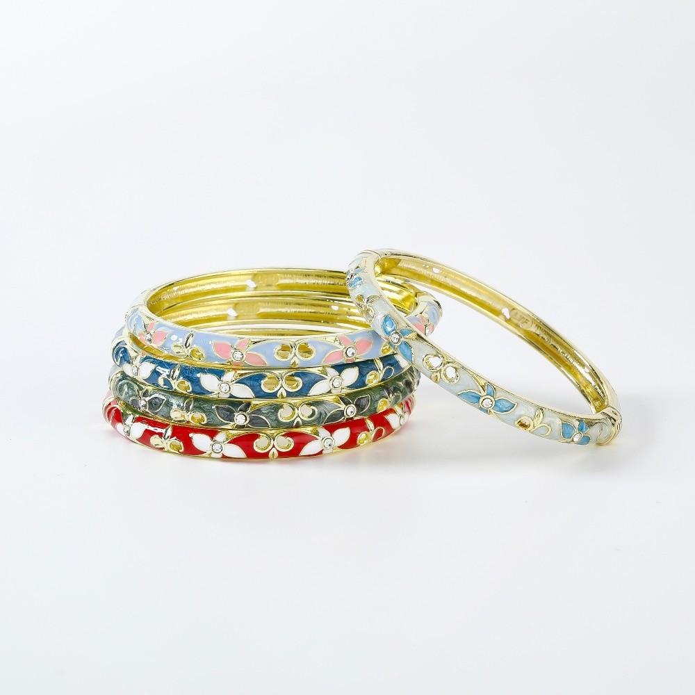 Traditionelles Vintage Cloisonné Armreif Blumig Damen Handarmband Schmuck Geschenke