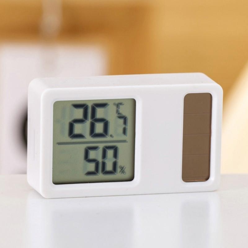 Thermometers Hygrometer Solar Powered Desktop Temperature Humidity Meter Gauge with LCD Display for Baby Room Office