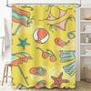 Summer-themed shower curtain with beach accessories perfect for adding a touch of fun to your bathroom