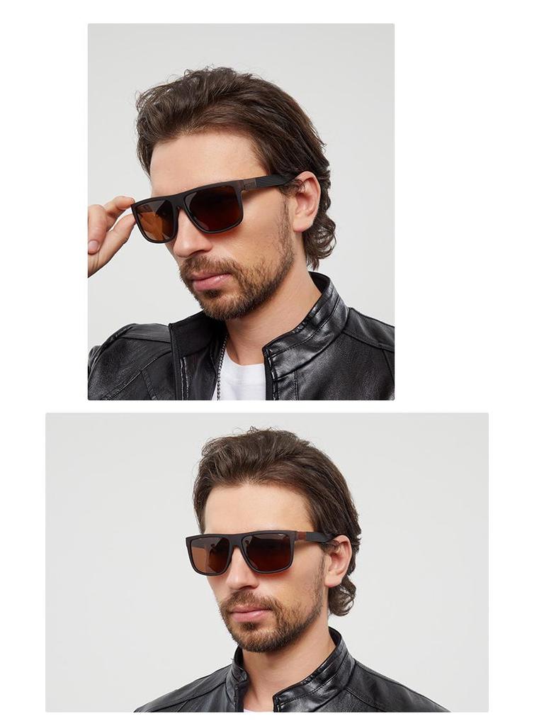 Men's Retro Square Polarized Sunglasses - Fashionable Anti-Glare Eyewear