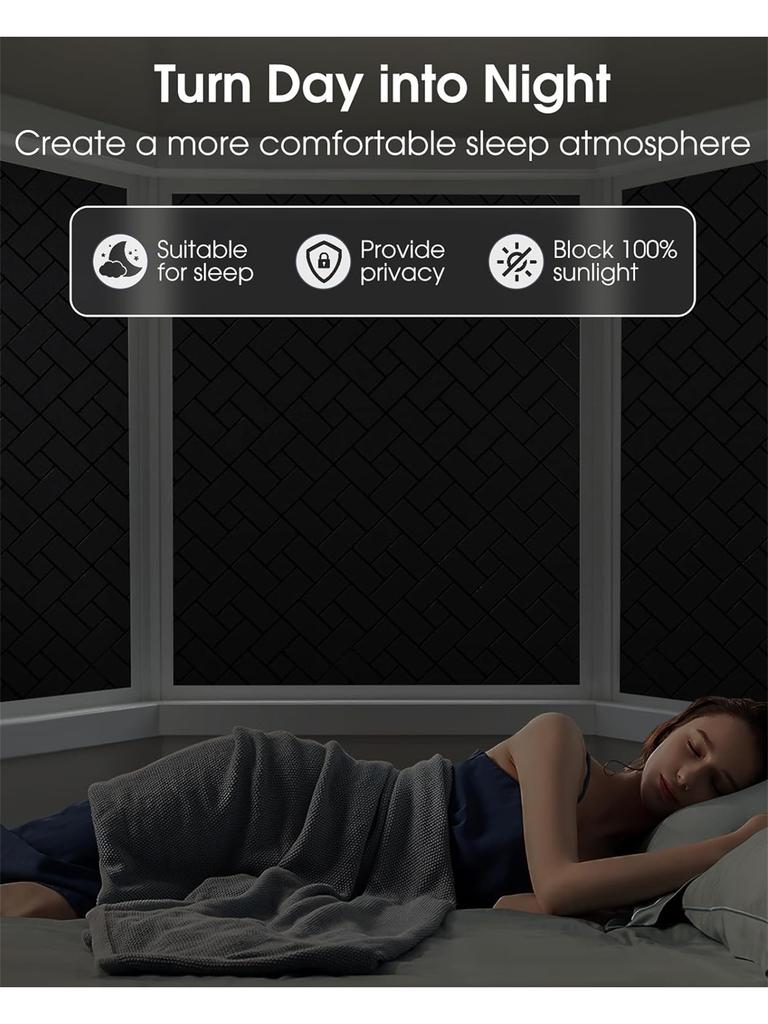 Verdunkelungsfolie für Fenster, Sonnenschutz, Sichtschutz für Fenster aus Glas, abnehmbarer, blickdichter, raumverdunkelnder, dunkler Fensteraufkleber