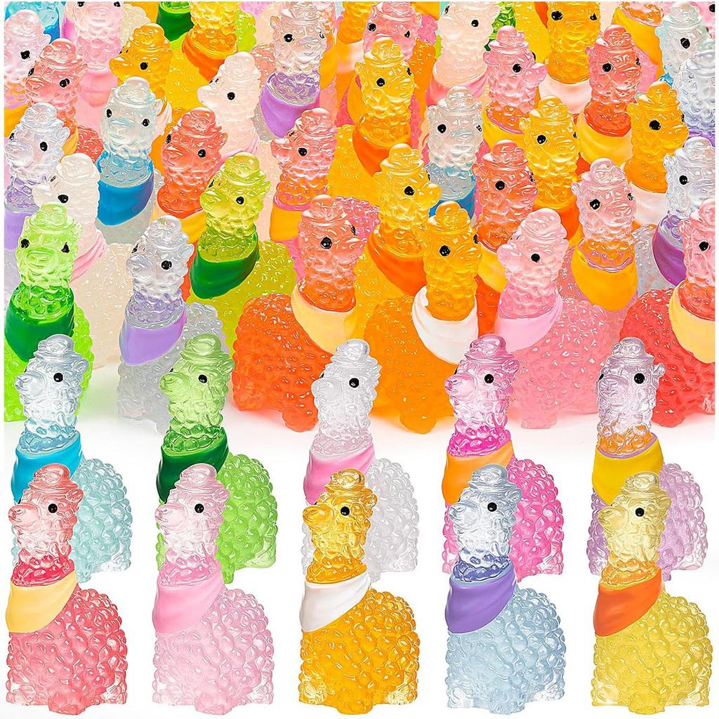 5/10Pcs Luminous Mini Resin Alpaca Glow In The Dark Alpaca Llama Tiny Animals Figures Diy Crafts For Fairy Garden