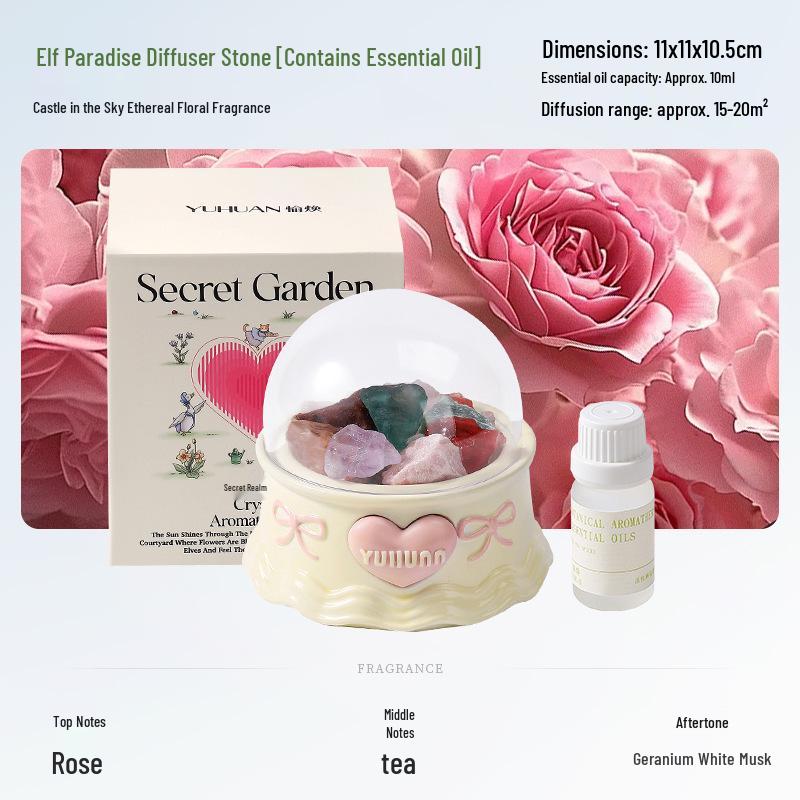 Aroma Diffuser Stone Gift Box for Girls - Crystal Ornament with Essential Oil Fragrance, Long-lasting Light Scent