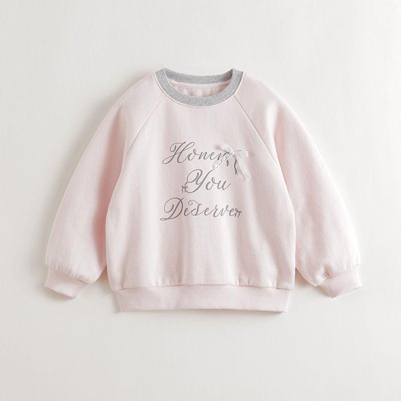 Mark Jenny Girls' Stereo Bow Letter Sweatshirt Kidsren's Pullover 2026 Spring New Style 551202