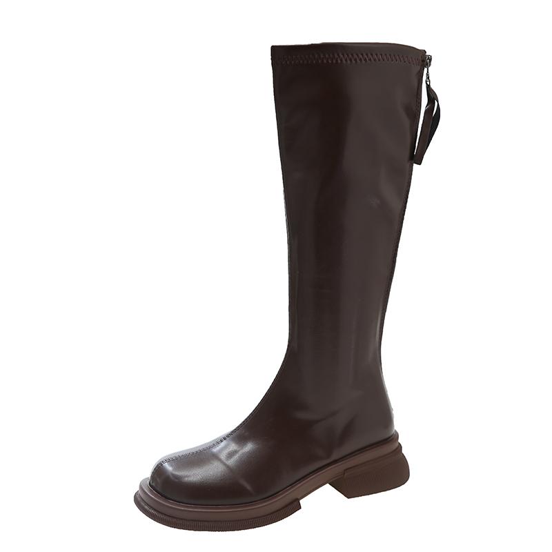 

Женские миниатюрные осенне-зимние длинные сапоги-трубы одинарные сапоги с толстой подошвой, увеличивающие рост, легкие рыцарские сапоги 40