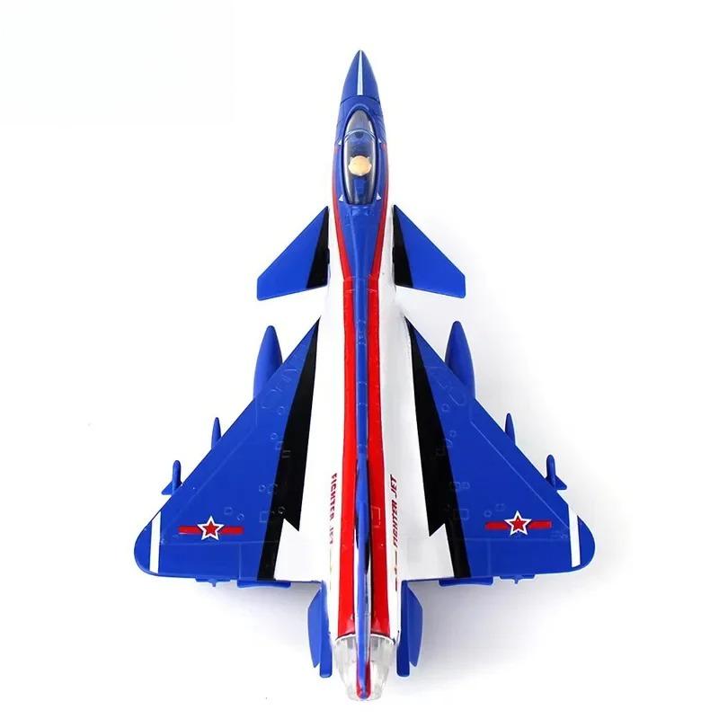 Alloy J-10 Fighter JET Airplane Model Acoustooptic Return Force Aviation Military Aircraft Model Toy Ornament Gift