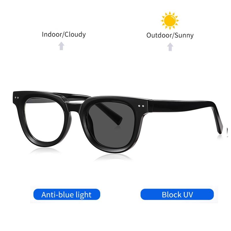 New Square Glasses Frame Photochromic Anti Blue Light Computer Reading Glasses For Men Prescription Glasses Women Eyewear