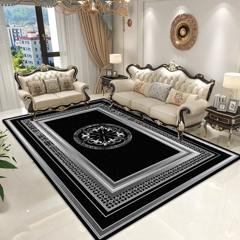 

Chinese Style Luxury Living Room Carpet Golden Geometry Sofa Area Washable Rugs Bedroom Decoration Aesthetic Non-slip Floor Mat 60*90cm