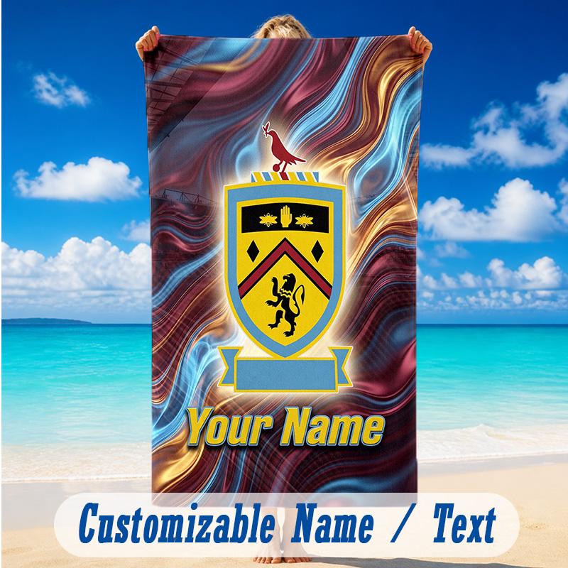 Beach Towel Custom Name Text, Quick Dry Large Towel For Beach HomeBurnley Football