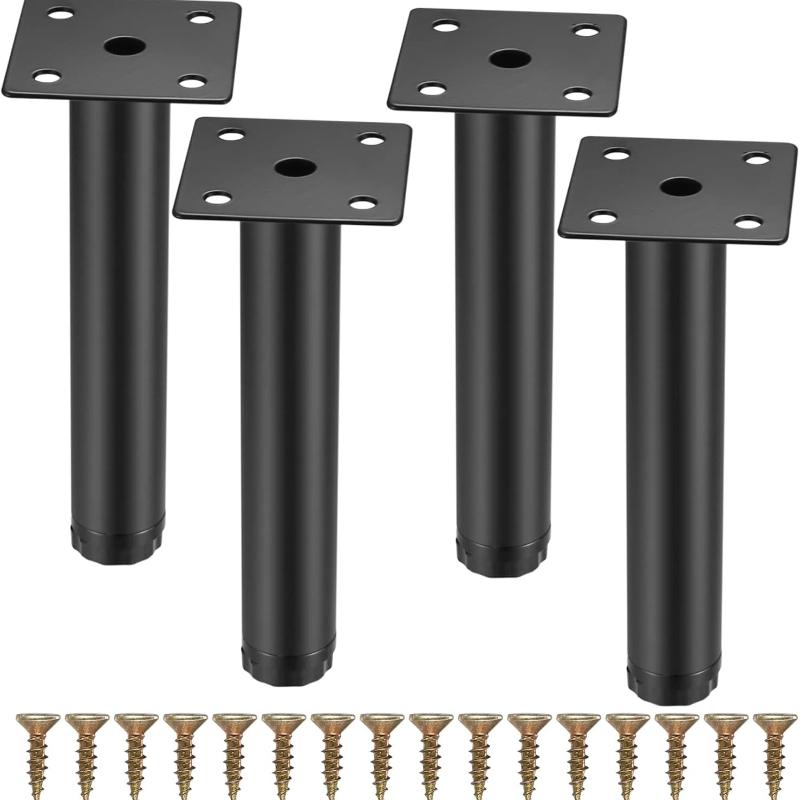 4 Pcs Furniture Legs, Metal Cabinet Legs, 6 Inches/15 Cm Adjustable Furniture Support Feet for Kitchen Shelves Sofa Table Chair Desk Cupboard Furnitur