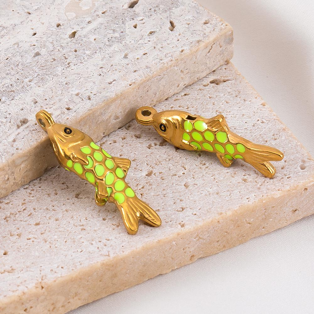 

2pcs 304 Stainless Steel Colorful Koi Fish Enamel Pendants Lucky Charms For DIY Bracelets Necklaces Inspired Jewelry Findings 2pcs