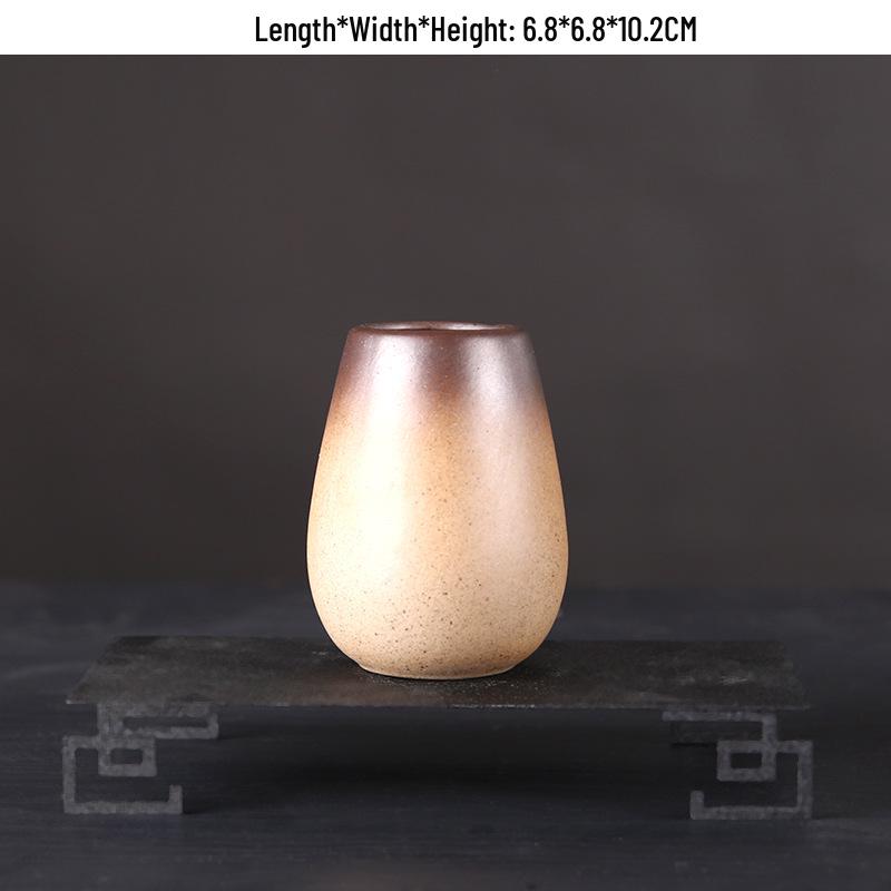 Zen Retro Ceramic Vase: Simple Antique Pottery for Dried Flowers, Small Table Ornament, or Hydroponic Plant Container for Living Room.
