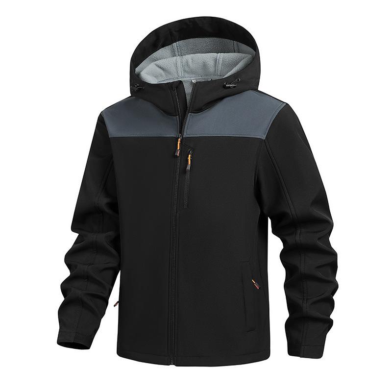 Men's Lightweight Softshell Jacket Fall Winter Fleece Lined Hooded Waterproof Hiking Outdoor Jackets Hooded Coats for Men Work Jacket with Pockets
