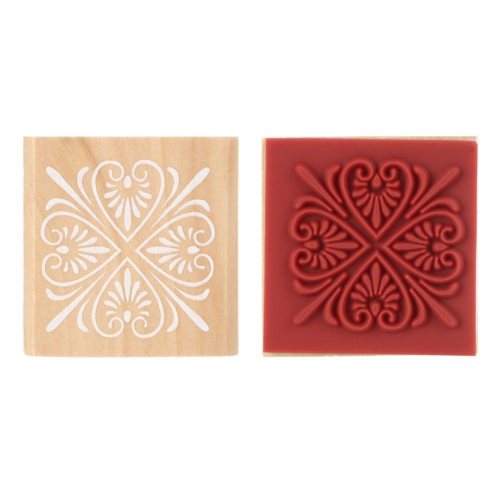 Sewing DIY Craft Stamping Square Floral Stamps Wooden Scrapbooking Rubber