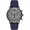 Aviator Grey Blue Textile Over Leather Men's Chronograph Quartz AR11144