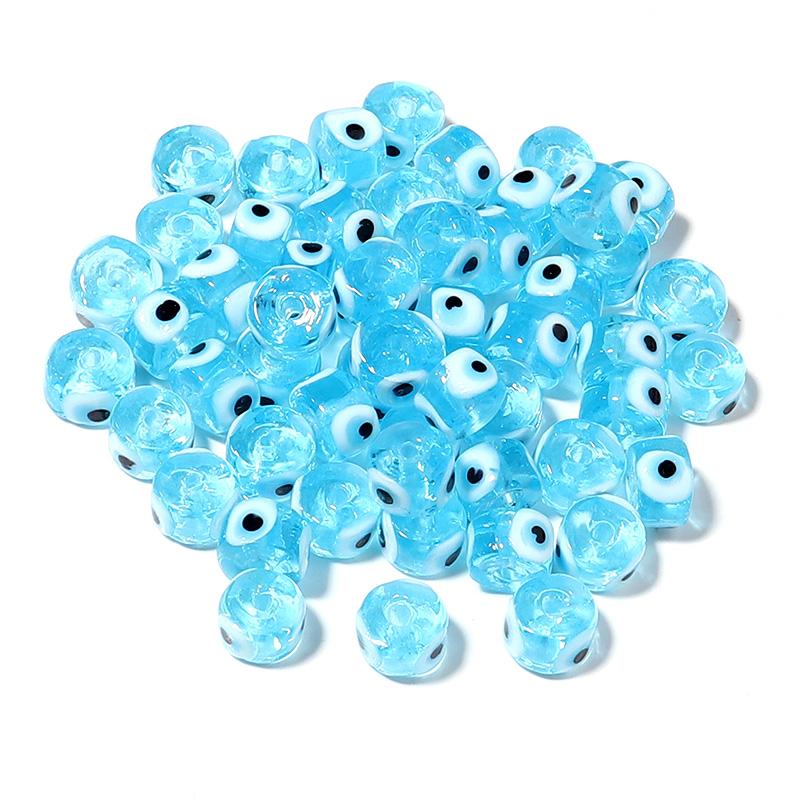 10pcs/lot 9mm Flat Round Lampwork Beads Colorful Evil Eye Loose Spacer Glass Beads For DIY Fashion Bracelet Earrings Accessories