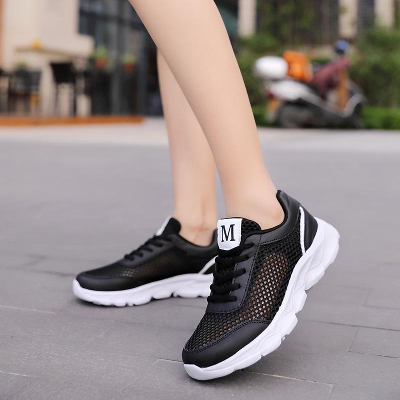 New Summer Sneakers with Large Mesh Breathable Cutout Casual Shoes Lace-ups