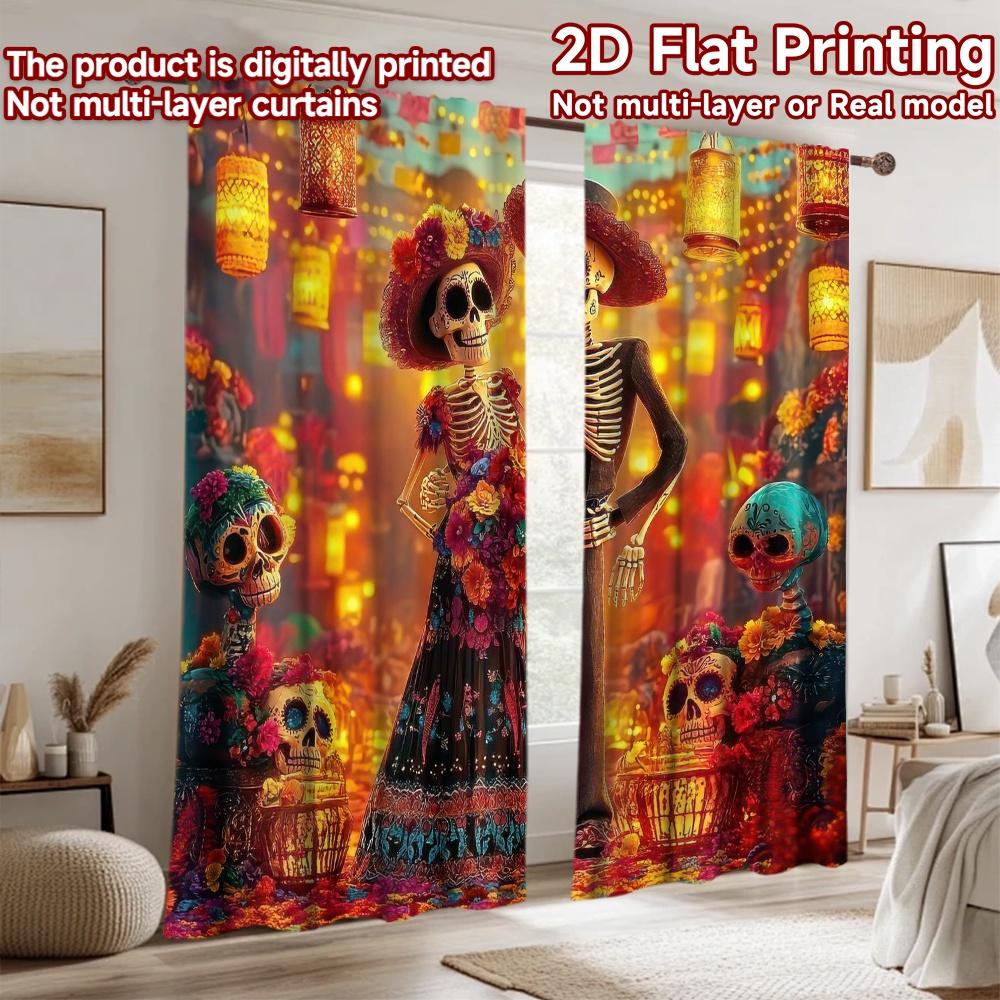 2D Flat Photography Backdrop Background Cloth Day of the Dead Celebration 100% Polyester Party Decorations for Bedroom