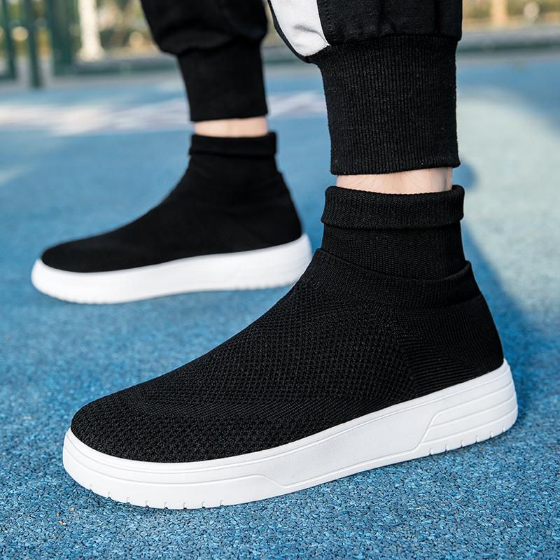 Women Shoes Casual High-Top Flats Couples Platform Sneakers Slip-On Socks Shoes for Men