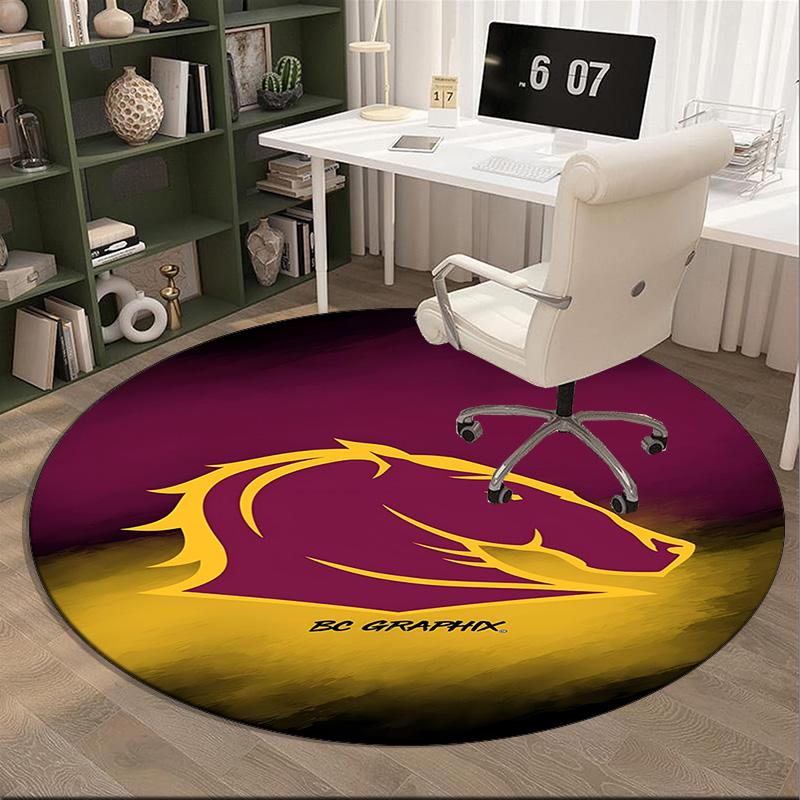 Brisbane Broncos Round Rug for Livingroom,Bedroom, Palyroom, Chair Rug, Area rug, Circle Carpet, Fan Christmas gift