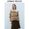 UR 2025 Spring Women's Vintage Adan Style Contrast Texture Knit Sweater