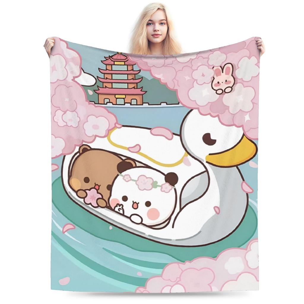 Bubu and Dudu Kawaill Couple Bears Blanket Fleece Cozy Super Soft Throw Blanket for Sofa Bedding Throws