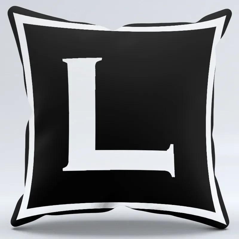 Simple Black and White Letter Print Pattern Home Bedroom Living Room Sofa Car Office Decoration Pillowcase