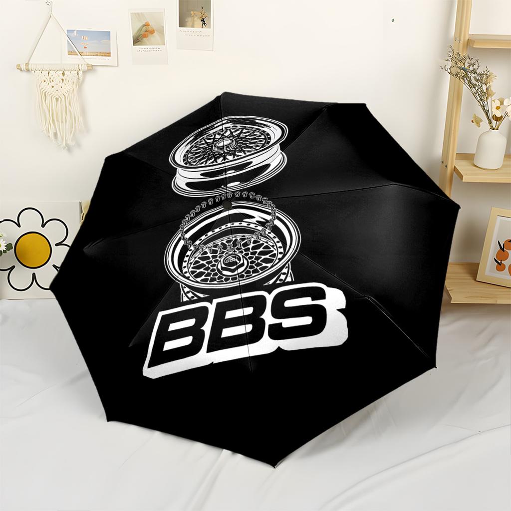Bbs Wheel Design Portable Automatic Umbrella Compact 8-Rib Design Durable Plastic & Iron All-Season Travel Fashionable Accessory Gift for Festivals