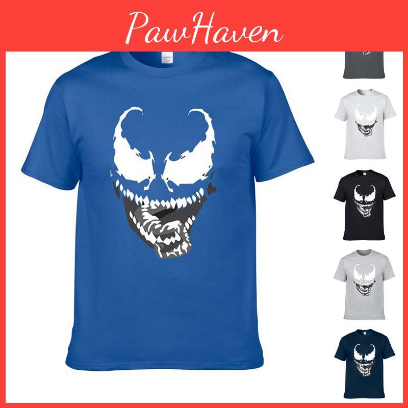 Cotton Blend Comic Movie Venom Print T-shirt For Men And Women**