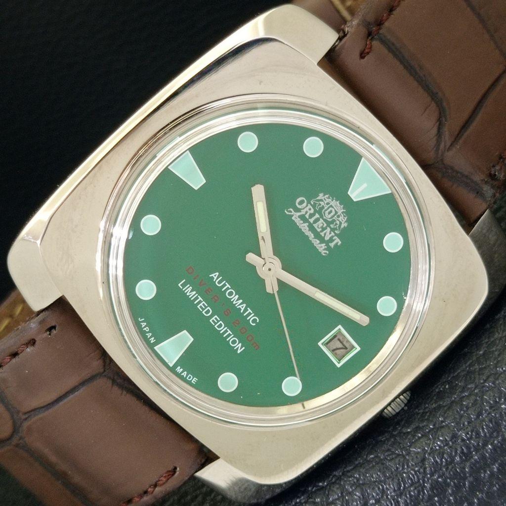 USED JAPAN VINTAGE ORIENT AUTOMATIC 46941 MENS GREEN COLOR DIAL WATCH a702213-5 R123-a702213