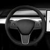 3Pcs/Set Alcan tara Suede For Tesla Model Y Model 3 Car Steering Wheel Panel Cover Trim Stickers Frame Modification Accessories