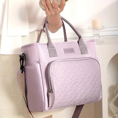 Portable Polyester Lunch Bag Leakproof Waterproof Insulated Cooler Bag Large Capacity Collapsible Lunch Pouch for School Work