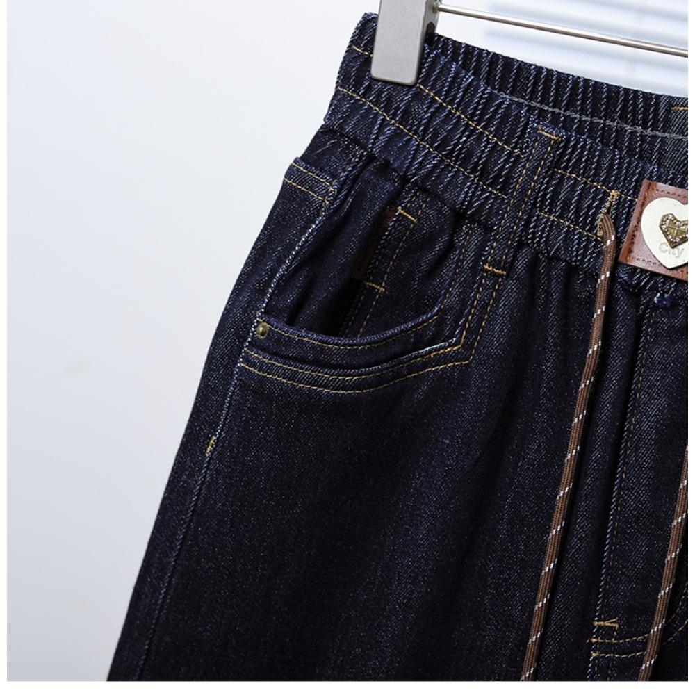 DIMANAF 2025 Plus Size Autumn Women Jeans Pants Denim Wide-leg pants Elastic Basic Blue High Waist Trousers Oversize Fashion New Pants 5XL